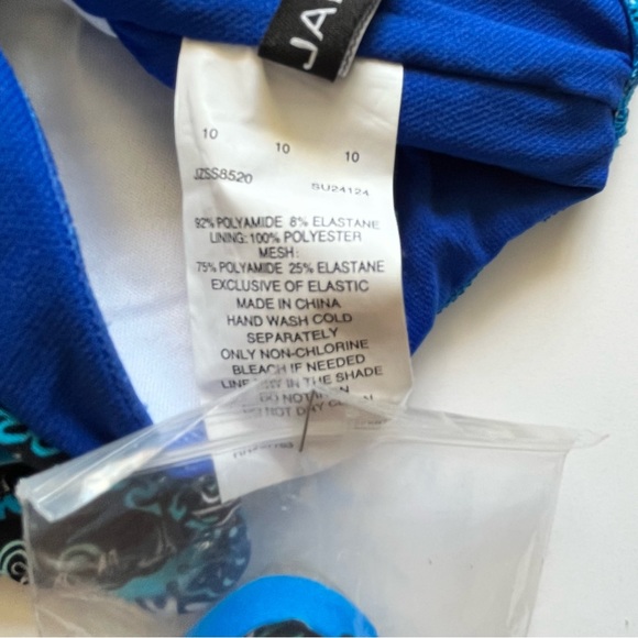 Jantzen blue off shoulder one pc paisley pattern bathing suit sz 10 - Picture 3 of 5